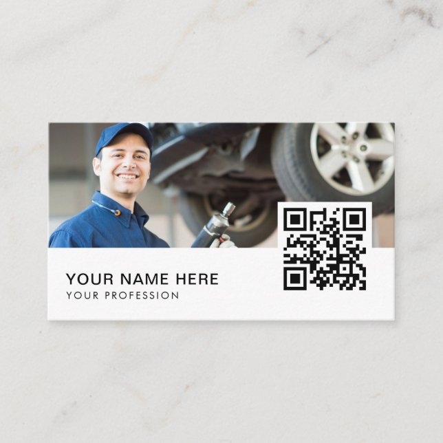 auto repair business cards QR Code  (Front)