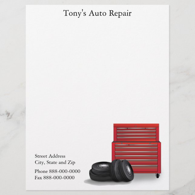 Auto Repair Business Letterhead (Front)