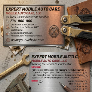 Auto Repair & Car AC Specialist Custom Logo Metal  Business Card