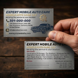 Auto Repair & Car AC Specialist Metal Aluminium  B Business Card