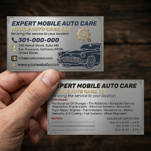 Auto Repair & Car AC Specialist Metal Aluminium B Business Card