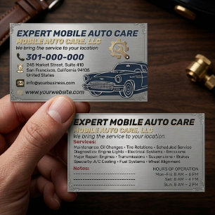 Auto Repair & Car AC Specialist Metal Aluminium B Business Card