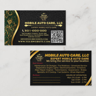 Auto Repair & Car AC Specialist Metal Gold & Black Business Card