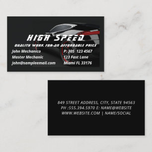 Auto Repair Car Black Automotive Mechanic Business Card