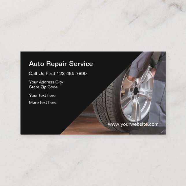 Auto Repair Car Care Business Cards (Front)