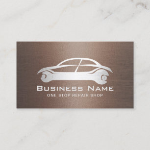 Auto Repair Car Logo Automotive Mechanic Bronze Business Card