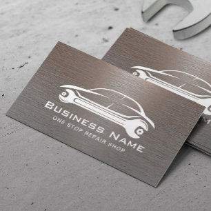 Auto Repair Car Logo Automotive Mechanic Metallic Business Card