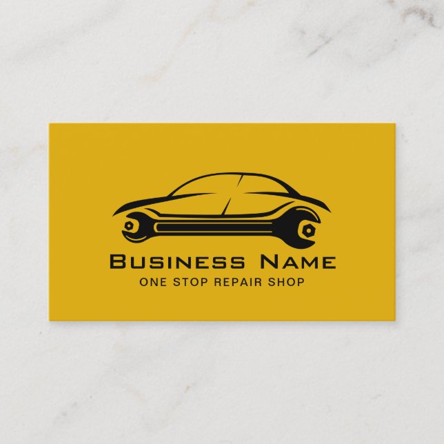 Auto Repair Car & Wrench Logo Automotive Mechanic  Business Card (Front)