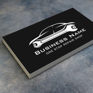 Auto Repair Car & Wrench Logo Automotive Mechanic Business Card