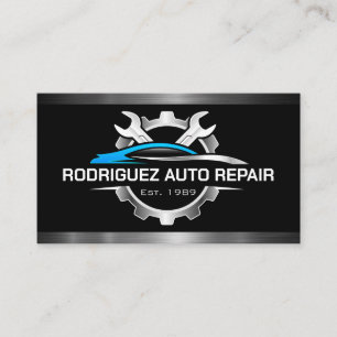 Auto Repair Care Logo   Wrenches and Gear Business Card