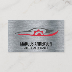 Auto Repair Logo   Metallic Brushed Background Business Card