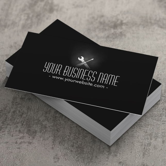 Auto Repair Plain Dark Professional Business Card (Creator Uploaded)