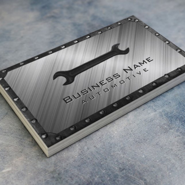Auto Repair Professional Metal & Steel Automotive Business Card (Creator Uploaded)