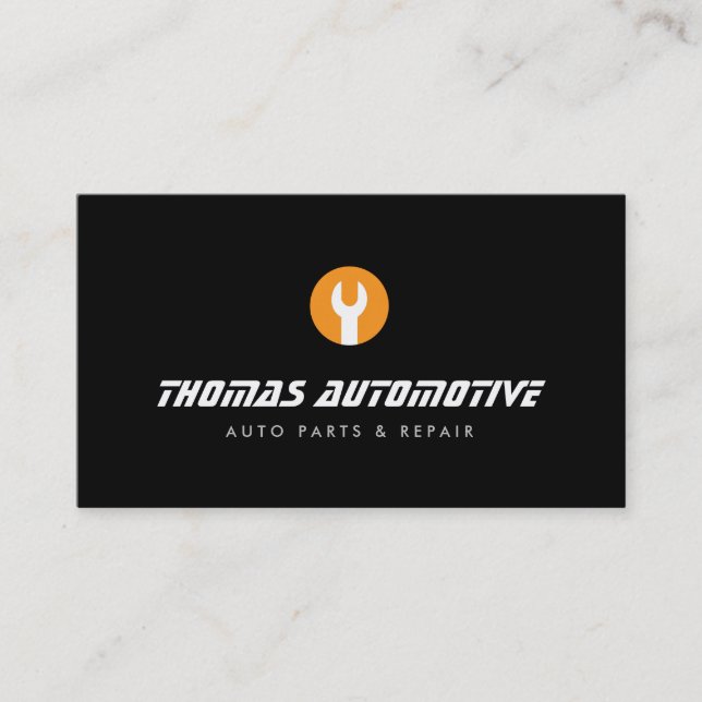 Auto Repair Wrench Logo II Business Card (Front)