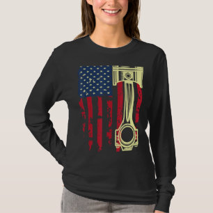 Auto Repairman Car Mechanic Tools Piston USA Flag T-Shirt