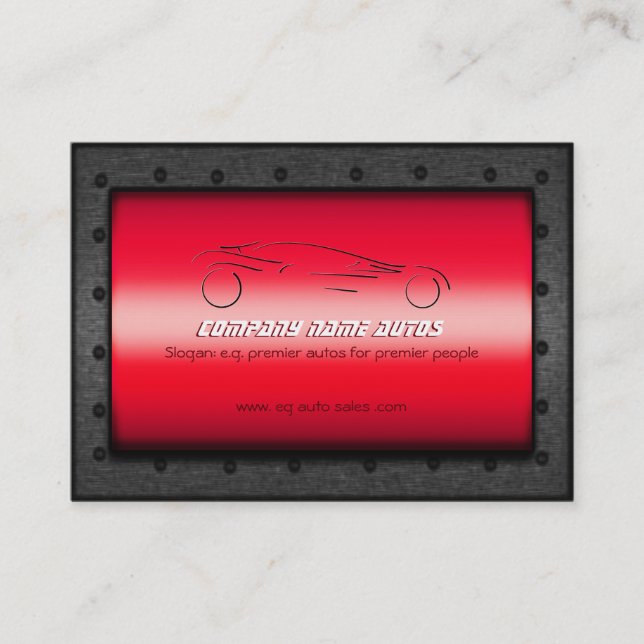 Auto Sales, Brushed Red Chrome - Sportscar Business Card (Front)