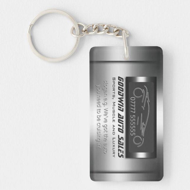 Auto Sales Giveaway - faux metal, silver auto Key Ring (Front)