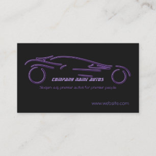Auto Sales, Purple Luxury Sportscar on black Business Card