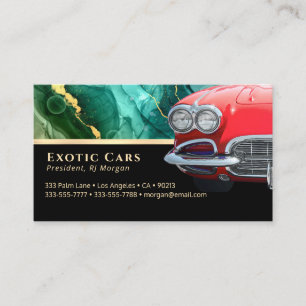 Auto Sales, Red Sports Car, Photo, Teal Abstract Business Card