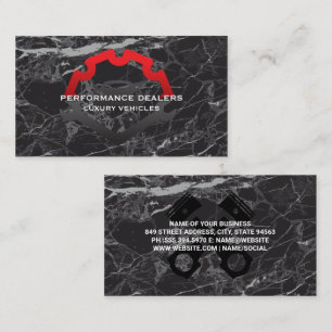 Auto Service Logo Wrenches   Black Marble Business Card