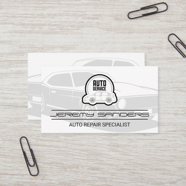 Auto Service Repair | Car Logo Business Card (Front/Back In Situ)