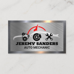 Auto Service Repairs   Metallic Background Business Card