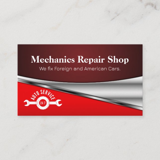 Auto Service Wrench Icon | Car Services Business Card (Front)