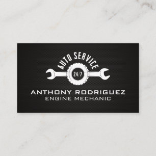 Auto Service Wrenches Logo Carbon Fibre Business Card
