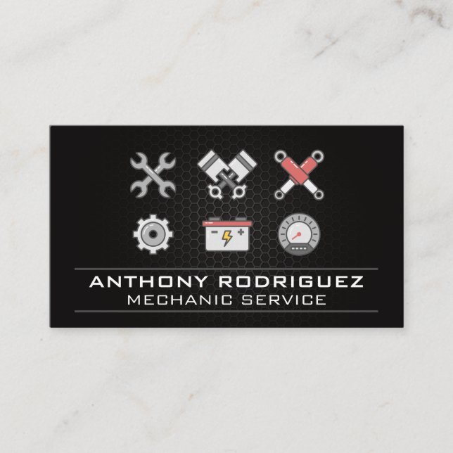 Auto Services Icon | Car Repair Business Card (Front)