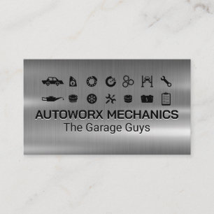 Auto Services Icons   Metallic Business Card