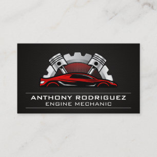 Auto Shop Mechanic Red Sports Exotic Car Logo Business Card