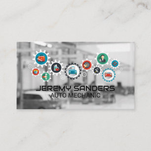 Auto Shop   Mechanic Service Icons Business Card
