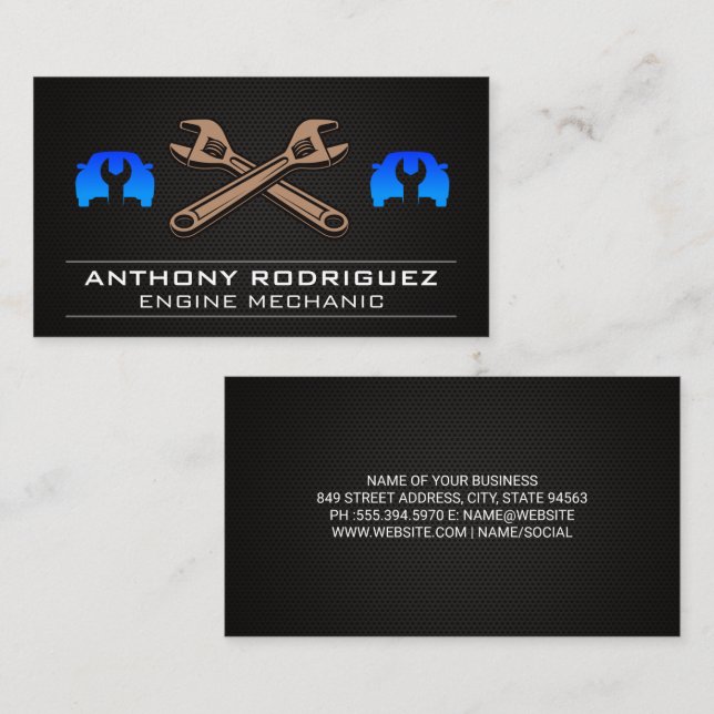 Auto Shop | Wrenches | Mechanic Logo Business Card (Front/Back)