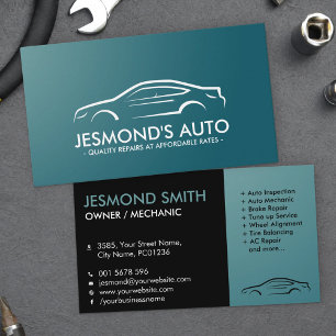 Auto Silhouette - Car Mechanic Business Card