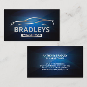 Auto Sports Car Logo Blue Black Background Business Card
