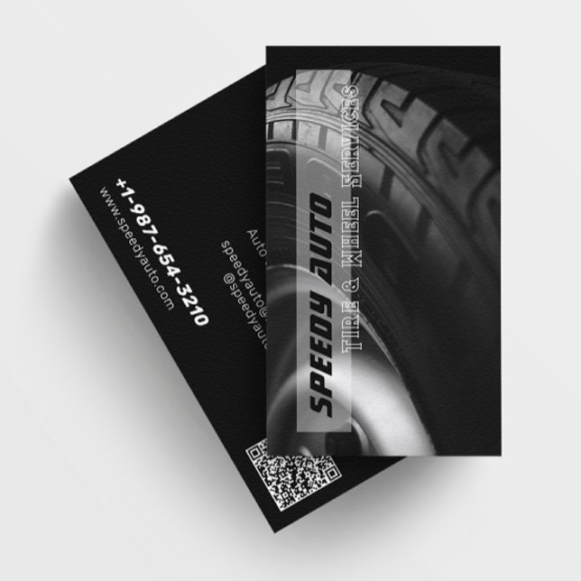 Auto Tire & Wheel Services Black Business Card (Creator Uploaded)