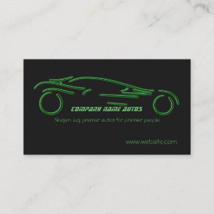 Auto trade Car - Green Sportscar on black template Business Card
