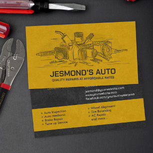 Auto Vehicle Repair - Mechanic  Business Card