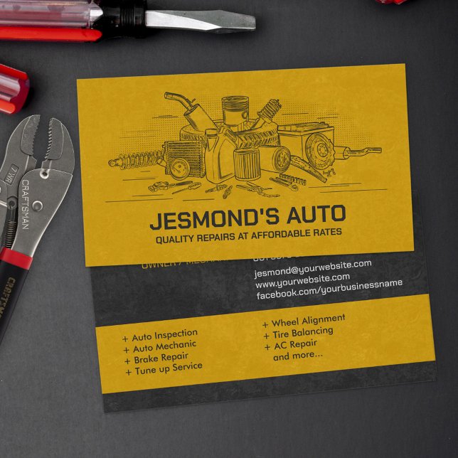 Auto Vehicle Repair - Mechanic  Business Card (Creator Uploaded)