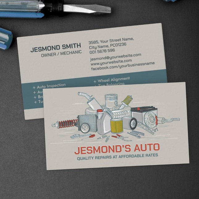 Auto Vehicle Repair - Mechanic  Business Card (Creator Uploaded)