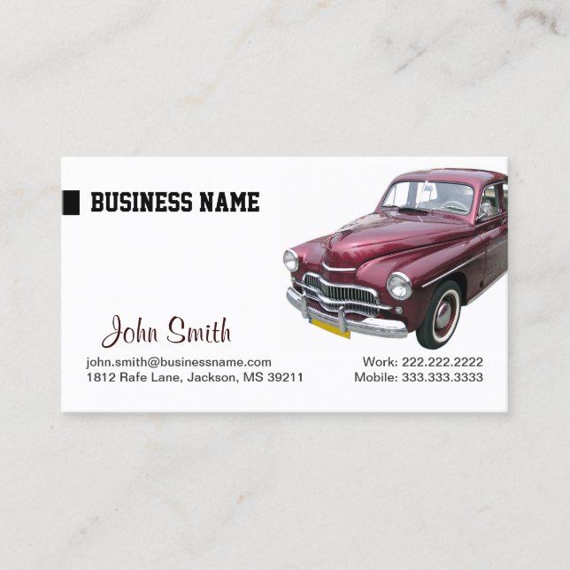 Auto Wash and Detailing Business Card (Front)