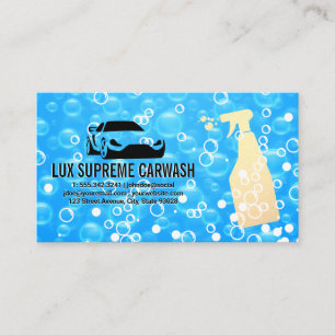 Auto Wash Logo   Soap Bubbles Blue Business Card