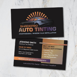 Auto Window Tinting Professional Tint Installer Business Card