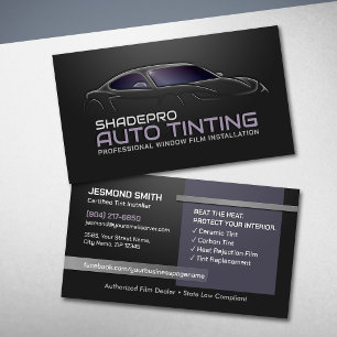 Auto Window Tinting Professional Tint Installer Business Card