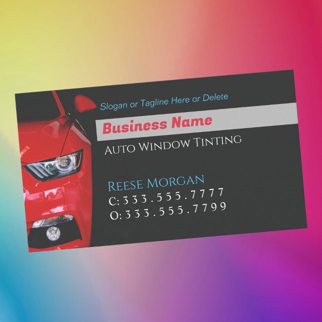 Auto Window Tinting, Red Car, Generate QR Code Business Card (Creator Uploaded)