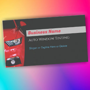 Auto Window Tinting, Red Sports Car, QR Code Business Card
