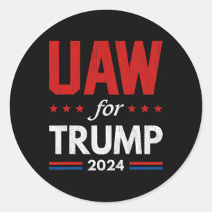 Auto Workers For Trump 2024 American Flag Trump El Classic Round Sticker