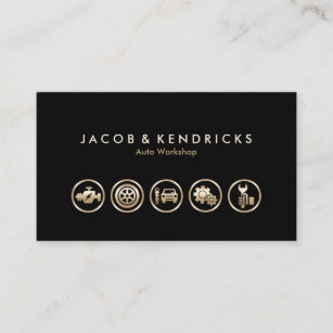 Auto Workshop Gold Icons BusinessCard Business Card