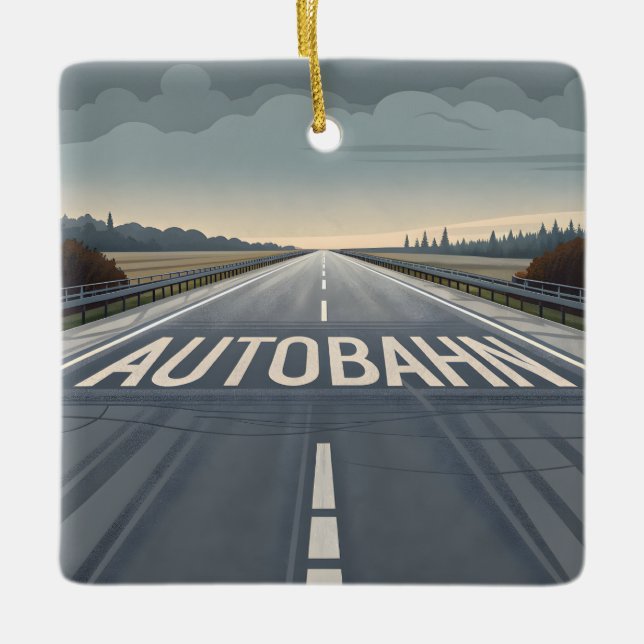 Autobahn Infinite Road Perspective Art Ceramic Ornament (Front)