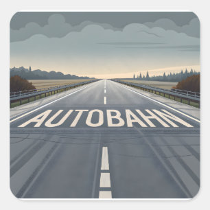 Autobahn Infinite Road Perspective Art Square Sticker